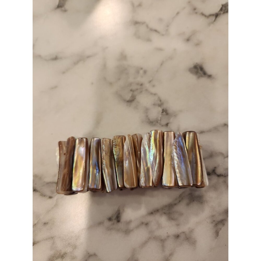Vintage Mother Of Pearl Abalone Shell Stretch Bracelet